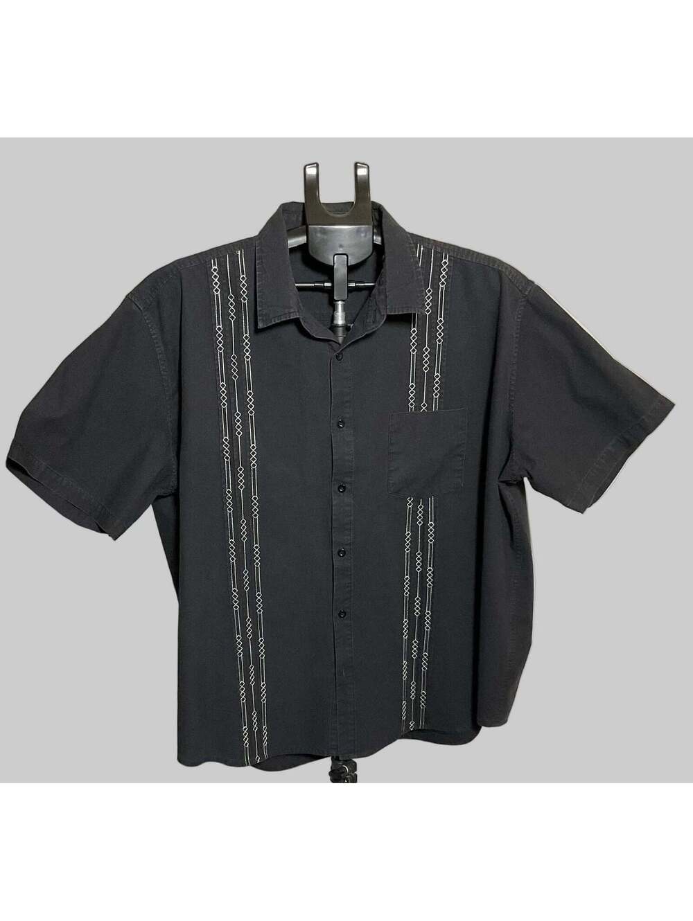 Coofandy Embroidered Short Sleeve Button-Up Shirt XXXL
